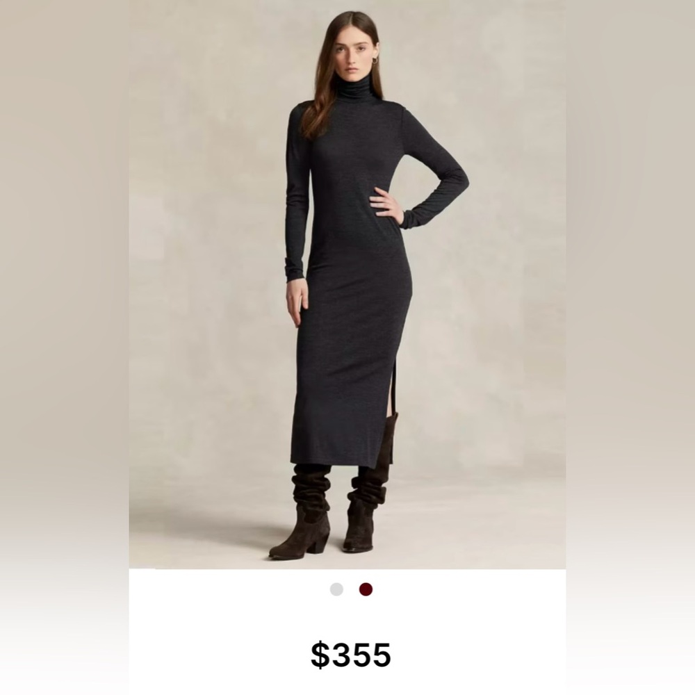 Lauren Ralph Lauren 100% Merino Wool Turtleneck Maxi Dress